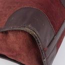 Christian Dior Trotter Canvas Hand Bag Suede Bordeaux Gold Auth 209880-11