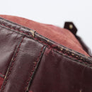 Christian Dior Trotter Canvas Hand Bag Suede Bordeaux Gold Auth 209880-14