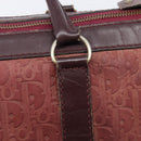 Christian Dior Trotter Canvas Hand Bag Suede Bordeaux Gold Auth 209880-15