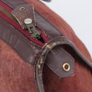 Christian Dior Trotter Canvas Hand Bag Suede Bordeaux Gold Auth 209880-16