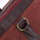 Christian Dior Trotter Canvas Hand Bag Suede Bordeaux Gold Auth 209880-18
