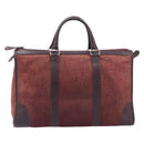 Christian Dior Trotter Canvas Hand Bag Suede Bordeaux Gold Auth 209880-2