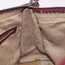 Christian Dior Trotter Canvas Hand Bag Suede Bordeaux Gold Auth 209880-21