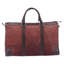 Christian Dior Trotter Canvas Hand Bag Suede Bordeaux Gold Auth 209880-3