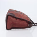 Christian Dior Trotter Canvas Hand Bag Suede Bordeaux Gold Auth 209880-4