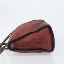 Christian Dior Trotter Canvas Hand Bag Suede Bordeaux Gold Auth 209880-5
