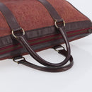 Christian Dior Trotter Canvas Hand Bag Suede Bordeaux Gold Auth 209880-7