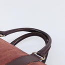 Christian Dior Trotter Canvas Hand Bag Suede Bordeaux Gold Auth 209880-8