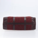 Christian Dior Trotter Canvas Hand Bag Suede Bordeaux Gold Auth 209880-9