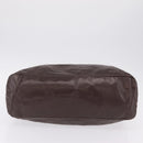 Miu Miu Tote Bag Leather Dark Brown Silver Auth 209885-11