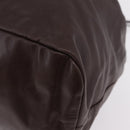 Miu Miu Tote Bag Leather Dark Brown Silver Auth 209885-13