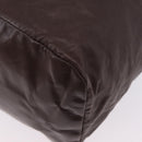 Miu Miu Tote Bag Leather Dark Brown Silver Auth 209885-15