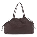 Miu Miu Tote Bag Leather Dark Brown Silver Auth 209885-2