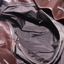 Miu Miu Tote Bag Leather Dark Brown Silver Auth 209885-22