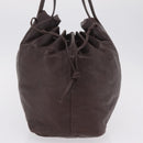 Miu Miu Tote Bag Leather Dark Brown Silver Auth 209885-4