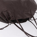 Miu Miu Tote Bag Leather Dark Brown Silver Auth 209885-6
