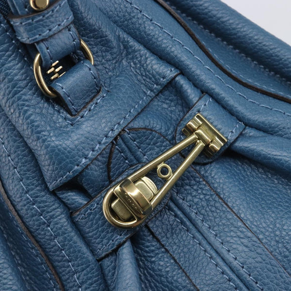 Chloe Paraty Hand Bag Leather 2way Blue Gold Auth 209886V