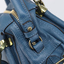 Chloe Paraty Hand Bag Leather 2way Blue Gold Auth 209886V-18