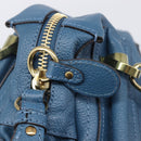 Chloe Paraty Hand Bag Leather 2way Blue Gold Auth 209886V-22