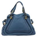 Chloe Paraty Hand Bag Leather 2way Blue Gold Auth 209886V-2