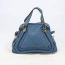 Chloe Paraty Hand Bag Leather 2way Blue Gold Auth 209886V-31