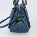 Chloe Paraty Hand Bag Leather 2way Blue Gold Auth 209886V-4