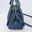 Chloe Paraty Hand Bag Leather 2way Blue Gold Auth 209886V-5