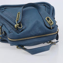 Chloe Paraty Hand Bag Leather 2way Blue Gold Auth 209886V-6