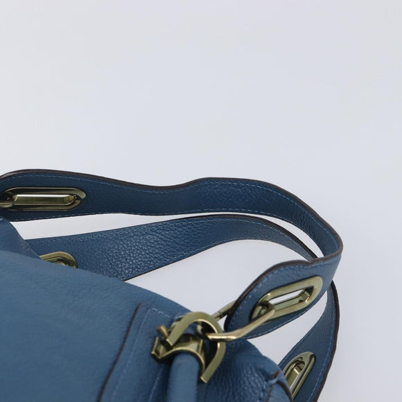 Chloe Paraty Hand Bag Leather 2way Blue Gold Auth 209886V