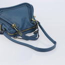 Chloe Paraty Hand Bag Leather 2way Blue Gold Auth 209886V-9