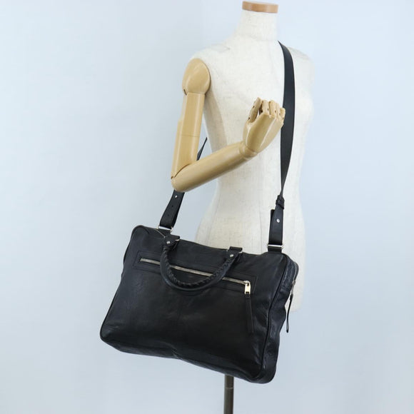 Balenciaga Classic Mini Folder Bag Leather 2way Black Silver 340134 Auth 209887V