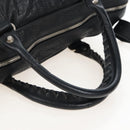 Balenciaga Classic Mini Folder Bag Leather 2way Black Silver 340134 Auth 209887V-7