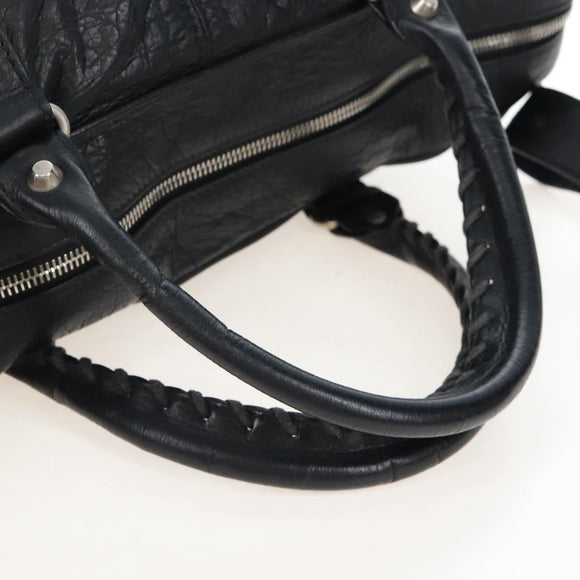 Balenciaga Classic Mini Folder Bag Leather 2way Black Silver 340134 Auth 209887V
