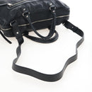 Balenciaga Classic Mini Folder Bag Leather 2way Black Silver 340134 Auth 209887V-9
