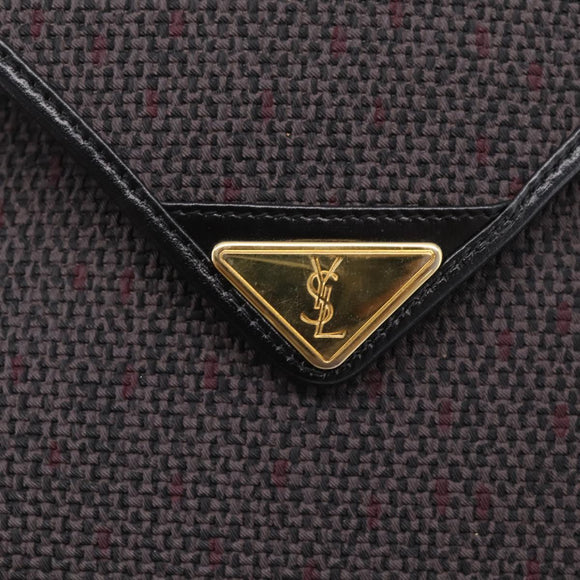 Saint Laurent Shoulder Bag PVC Canvas Gray Gold Auth 209888V