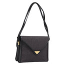 Saint Laurent Shoulder Bag PVC Canvas Gray Gold Auth 209888V-1