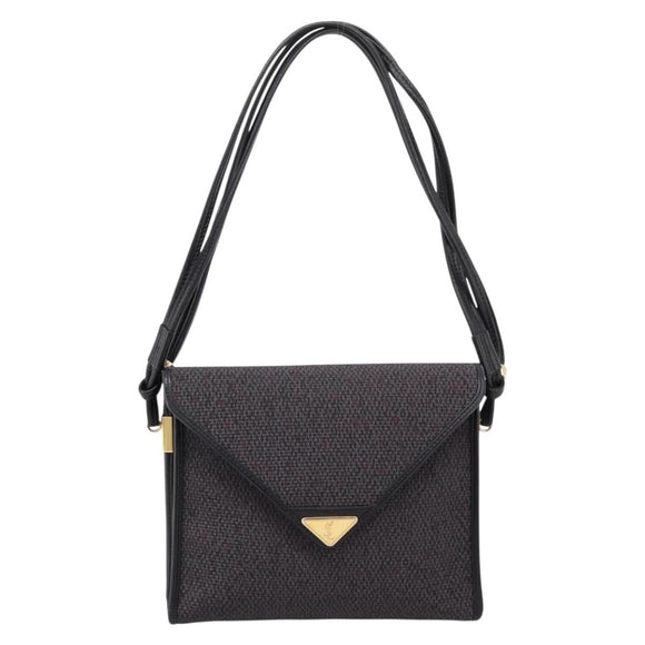 Saint Laurent Shoulder Bag PVC Canvas Gray Gold Auth 209888V