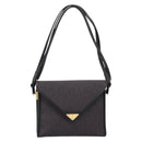 Saint Laurent Shoulder Bag PVC Canvas Gray Gold Auth 209888V-13