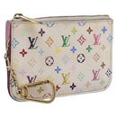 LOUIS VUITTON Multicolor Pochette ClesNM Coin Purse White M93734 LV Auth 209892-1