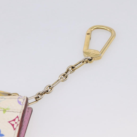 LOUIS VUITTON Multicolor Pochette ClesNM Coin Purse White M93734 LV Auth 209892