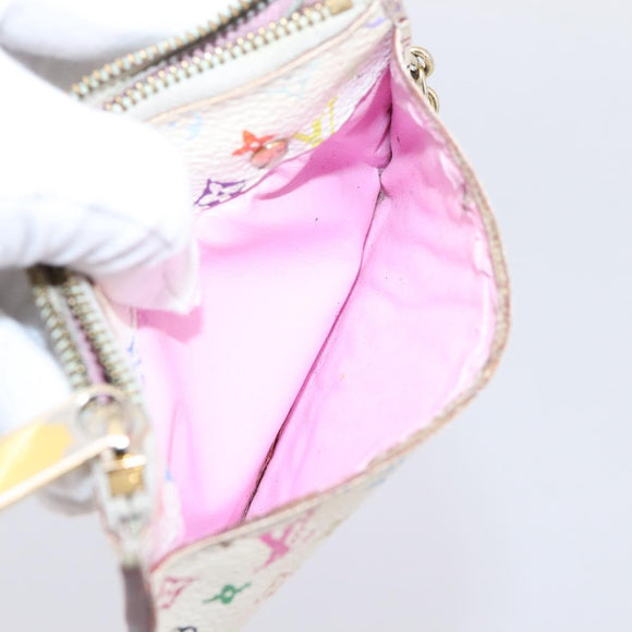 LOUIS VUITTON Multicolor Pochette ClesNM Coin Purse White M93734 LV Auth 209892