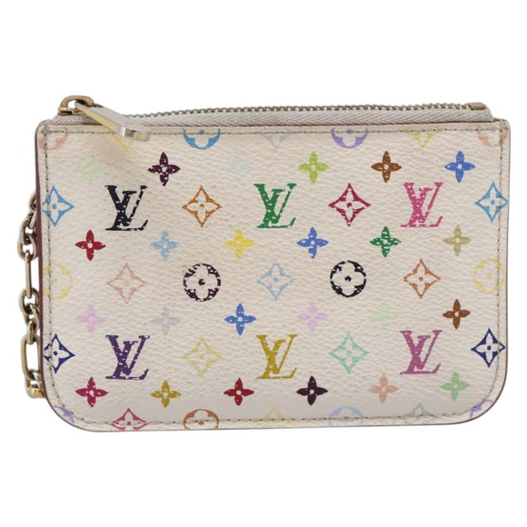 LOUIS VUITTON Multicolor Pochette ClesNM Coin Purse White M93734 LV Auth 209892
