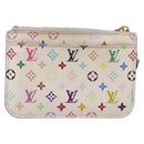 LOUIS VUITTON Multicolor Pochette ClesNM Coin Purse White M93734 LV Auth 209892-4