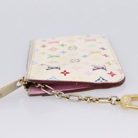 LOUIS VUITTON Multicolor Pochette ClesNM Coin Purse White M93734 LV Auth 209892