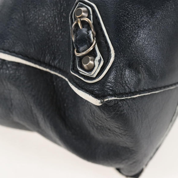 Balenciaga Paper Mini Hand Bag Leather 2way Black Gold 305582 Auth 209893V