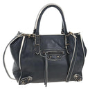 Balenciaga Paper Mini Hand Bag Leather 2way Black Gold 305582 Auth 209893V-1