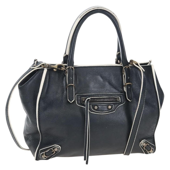 Balenciaga Paper Mini Hand Bag Leather 2way Black Gold 305582 Auth 209893V