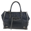Balenciaga Paper Mini Hand Bag Leather 2way Black Gold 305582 Auth 209893V-13