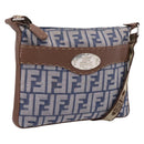 FENDI Zucca Canvas Celeria Shoulder Bag Navy Silver 8BT092 Auth 209895A-1