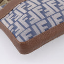 FENDI Zucca Canvas Celeria Shoulder Bag Navy Silver 8BT092 Auth 209895A-11